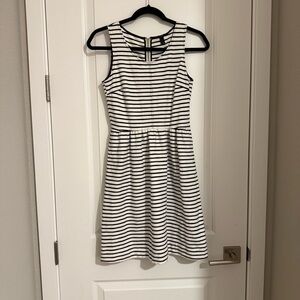 J.Crew Daybreak Black & White Striped Fit & Flare Sleeveless Dress Size 0 Preppy